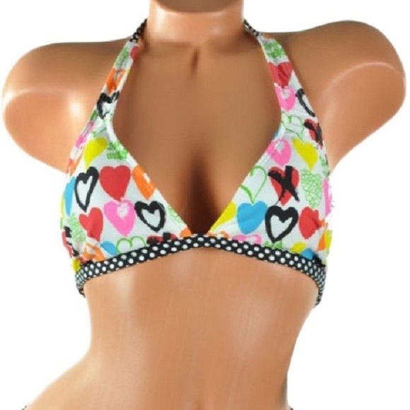 Local Motion Womens Hearts Bikini TOP ONLY, Size M - Picture 3 of 9